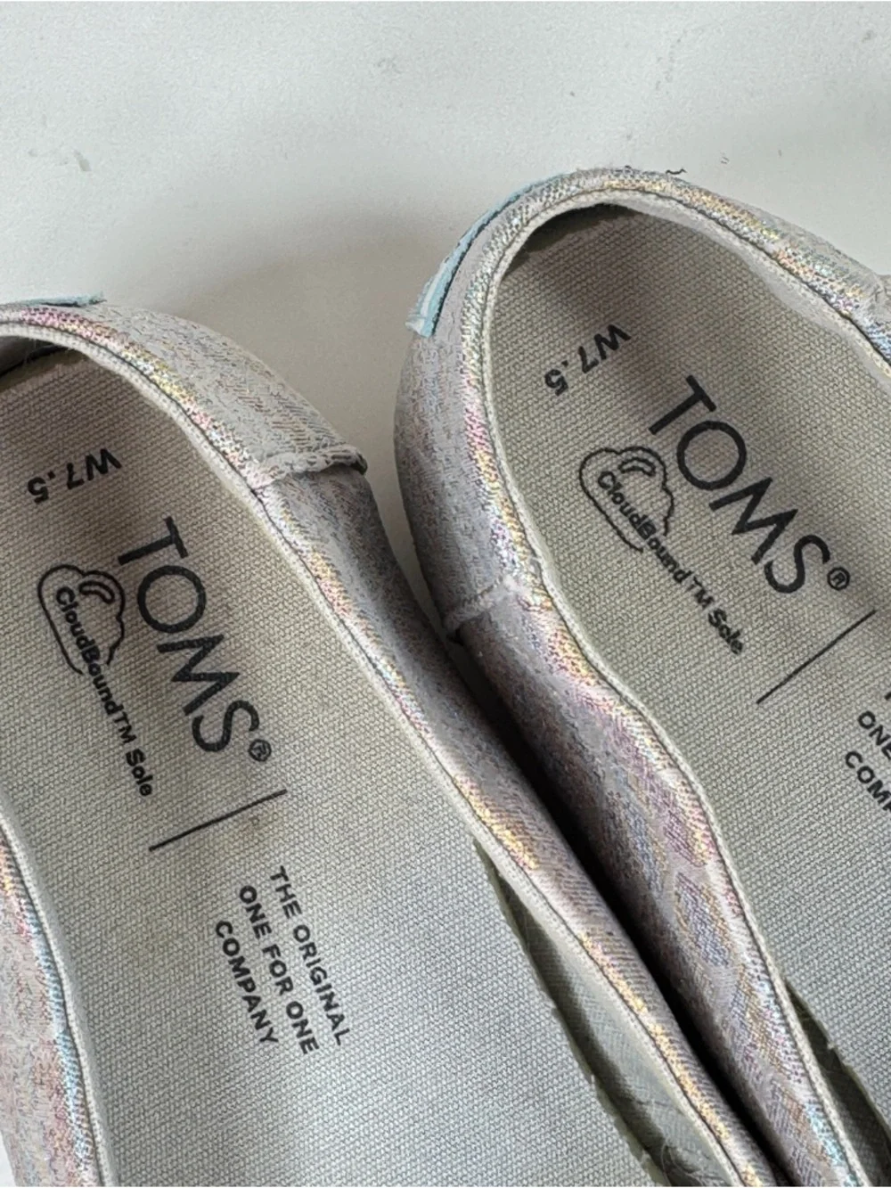 Toms Alpargata‎ Slip On Flats Metallic Rainbow Animal Cheetah Grey Size 7.5